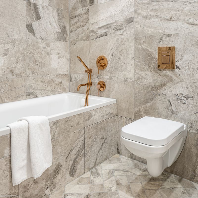 Marble Tile Accents in Bathroom